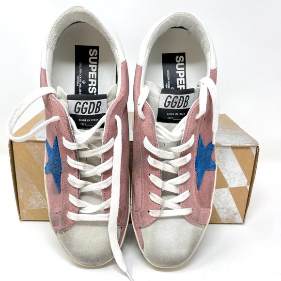 Golden Goose Superstar Sneakers Pink Suede Blue Star Size 39 US 9 - Picture 7 of 10